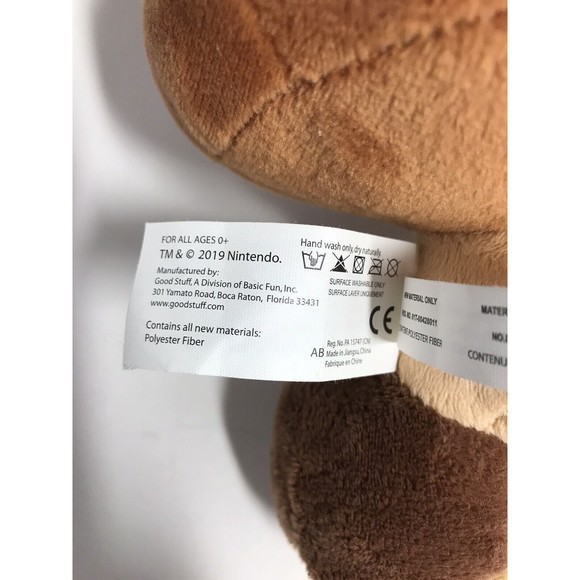 Super Mario Bros Nintendo Goomba 8” Plush Mushroom Stuffed Toy Brown Licensed - Picture 8 of 10